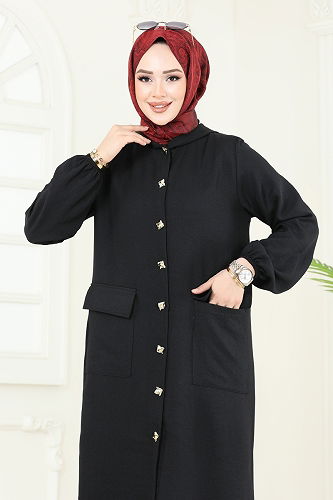 moda selvim Önden Düğmeli Takım 145HBS856 Siyah - Thumbnail