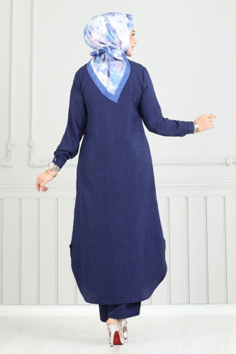 moda selvim Önden Düğmeli Takım 808OZN1046 Laci - Thumbnail