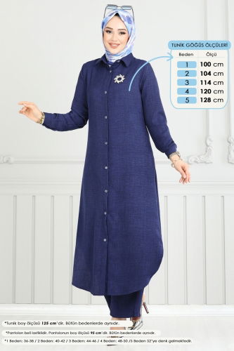 moda selvim Önden Düğmeli Takım 808OZN1046 Laci - Thumbnail