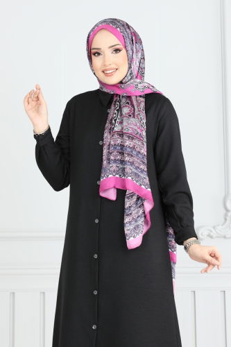 moda selvim Önden Düğmeli Takım 808OZN1046 Siyah - Thumbnail