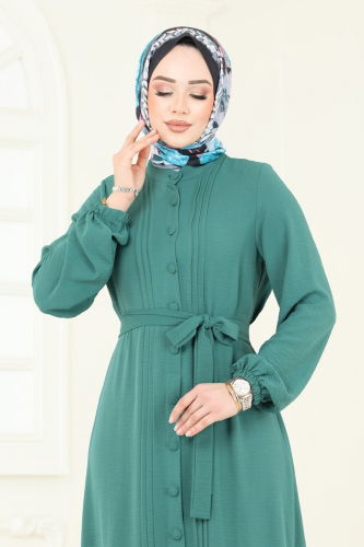moda selvim Önden Düğmeli Tesettür Elbise 2622SL432 Mint - Thumbnail