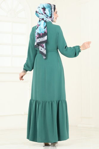 moda selvim Önden Düğmeli Tesettür Elbise 2622SL432 Mint - Thumbnail