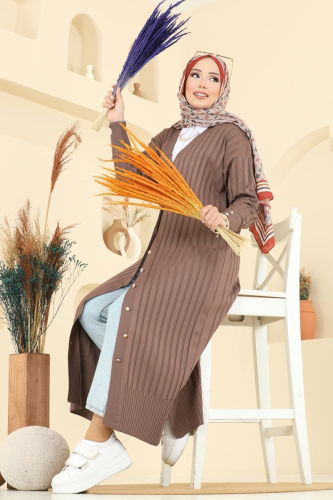 B.R.Z - Önden Düğmeli Triko Hırka 3257BRZ597 Koyu Vizyon