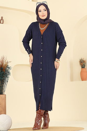 moda selvim Önden Düğmeli Triko Hırka 3257BRZ597 Laci - Thumbnail