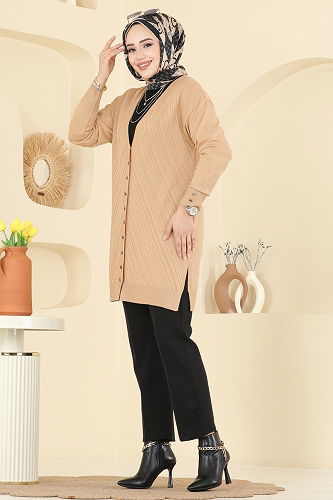 moda selvim Önden Düğmeli Triko Hırka 6031UZ662 Vizyon - Thumbnail