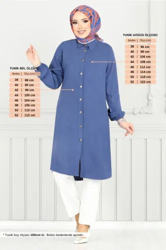 MRV B.G.S. - Önden Düğmeli Tunik 0171BGS895-M İndigo