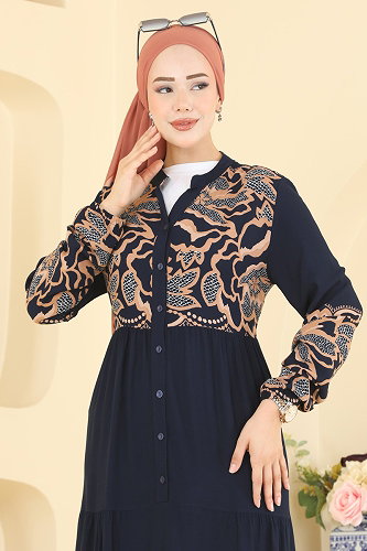 moda selvim Önden Düğmeli Viskon Elbise 5571ZNNK1102 Laci - Thumbnail