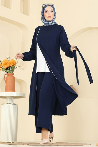 moda selvim Önden Fermuar Detaylı Takım 2767SL432 Laci - Thumbnail