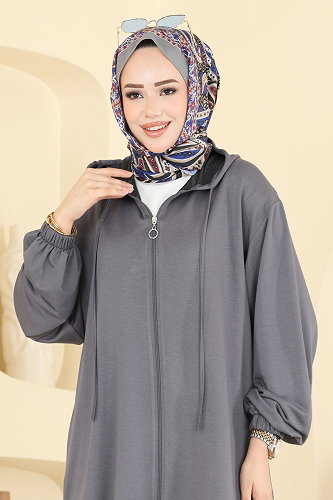 moda selvim Önden Fermuarlı 2 li Takım 0363ERK1158 Antrasit - Thumbnail