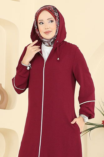 moda selvim Önden Fermuarlı Aeroobin Takım PL9189 Bordo - Thumbnail