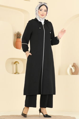 P.L. - Önden Fermuarlı Aeroobin Takım PL9189 Siyah