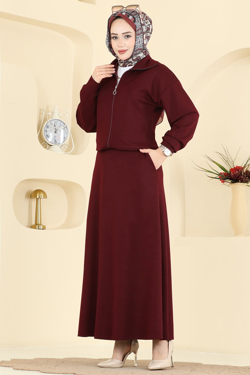 Önden Fermuarlı Modal Takım 2601ERK1158 Bordo