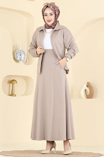 moda selvim Önden Fermuarlı Modal Takım 2601ERK1158 Vizyon - Thumbnail