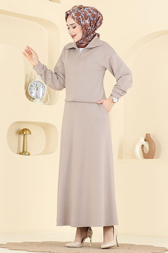 moda selvim Önden Fermuarlı Modal Takım 2601ERK1158 Vizyon - Thumbnail