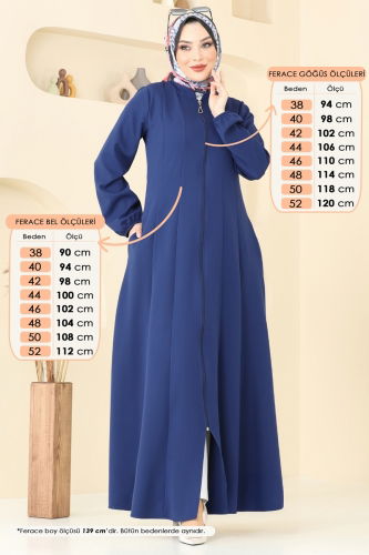 moda selvim Önden Fermuarlı Pardesü Ferace 23003UKB139 Laci - Thumbnail