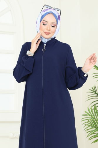 moda selvim Önden Fermuarlı Pardesü Ferace 6019UZ662 Laci - Thumbnail