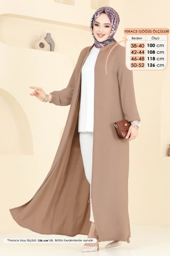 moda selvim Önden Fermuarlı Pardesü Ferace 6019UZ662 Vizyon - Thumbnail