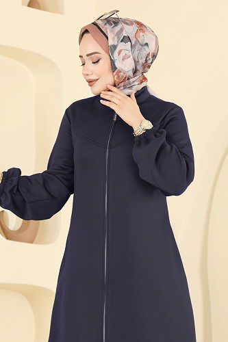 moda selvim Önden Fermuarlı Scuba Ferace 2779SL432 Laci - Thumbnail