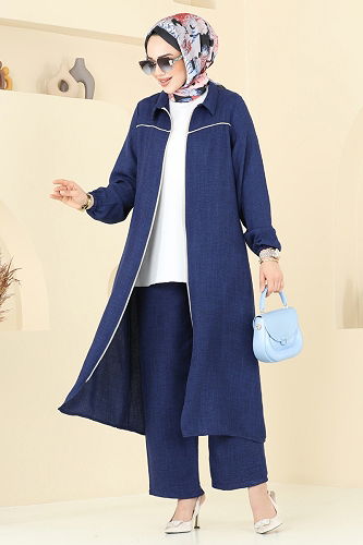 moda selvim Önden Fermuarlı Takım 818OZN1046 Laci - Thumbnail