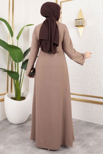 moda selvim Önden Fermuarlı Tesettür Ferace 0038BG354 Vizyon - Thumbnail
