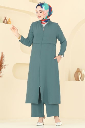 moda selvim Önden Fermuarlı Tesettür Takım 379DVL817 Mint - Thumbnail