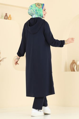 moda selvim Önden Fermuarlı Tesettür Takım PL9147 Laci - Thumbnail
