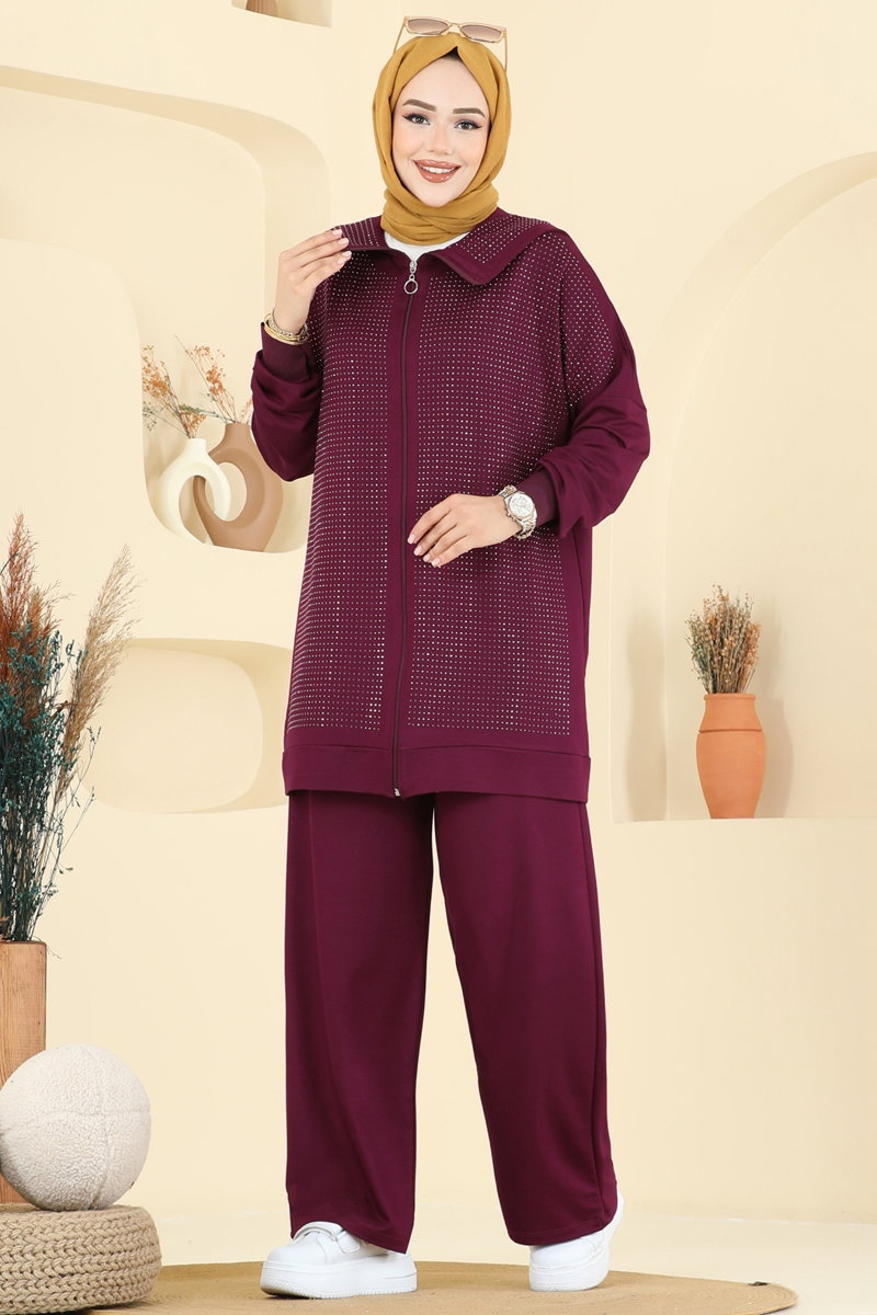 Önden Full Taşlı Takım 3335UZ662 Bordo