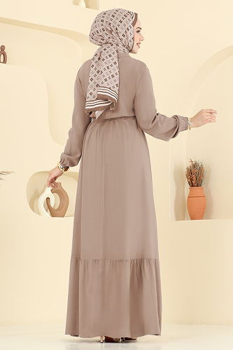 moda selvim Önden Yarım Düğmeli Elbise 5003ERK1158 Vizyon - Thumbnail