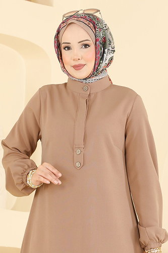 moda selvim Önden Yarım Düğmeli Tunik 2895SLK540 Vizyon - Thumbnail