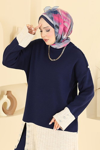 moda selvim Önden Yırtmaçlı 2li Takım 2836AYD574 Laci - Thumbnail