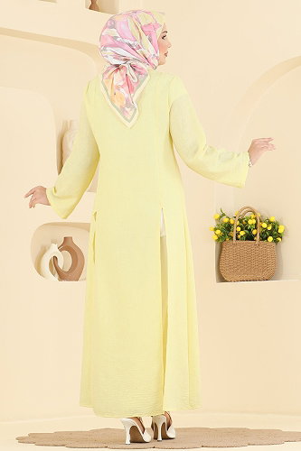 moda selvim Önden Yırtmaçlı Şık Tunik 0178ERK1158 Sarı - Thumbnail