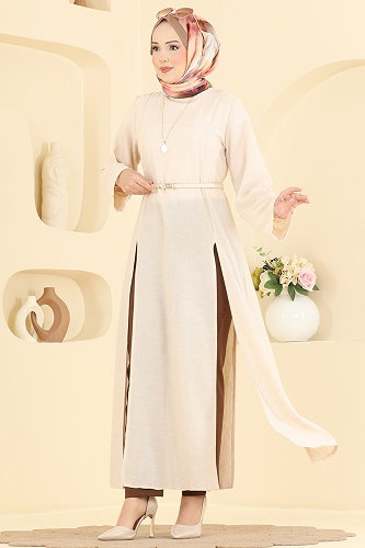 moda selvim Önden Yırtmaçlı Şık Tunik 0178ERK1158 Taş - Thumbnail