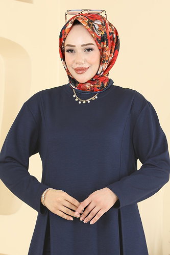 moda selvim Önden Yırtmaçlı Uzun 2 li Takım 4572NFC1010 Laci - Thumbnail