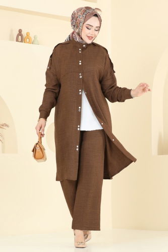 D.V.L. - Önü Çıtçıtlı Sofia Takım 442DVL817 Kahve