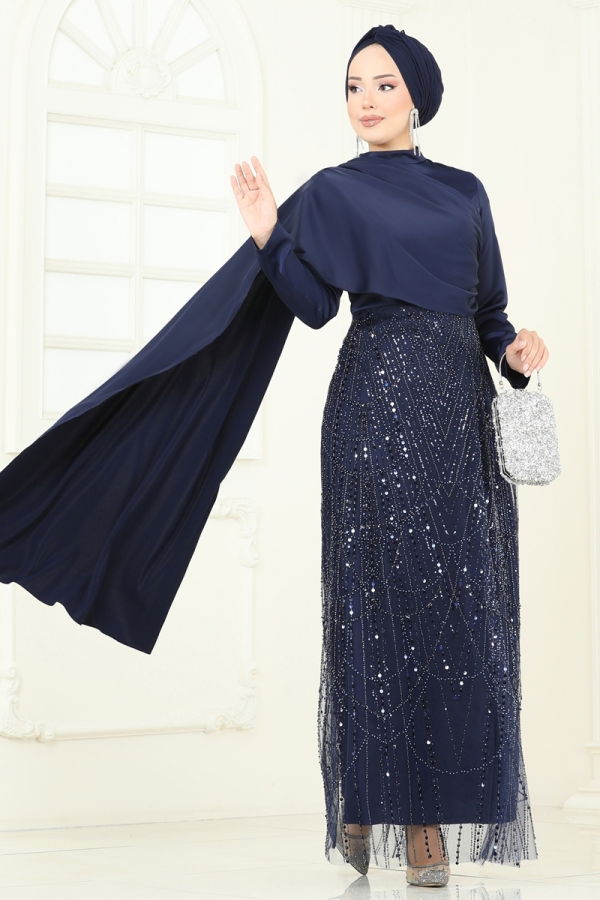 %30 İNDİRİM Önü Drape Detaylı Abiye 5700EDF311 Laci