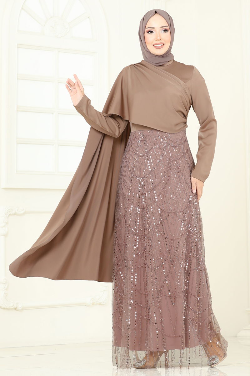 Önü Drape Detaylı Abiye 5700EDF311 Vizyon