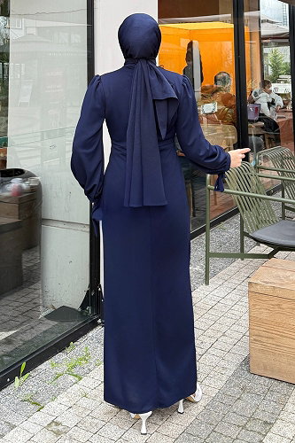 moda selvim Önü Drapeli Krep Elbise 0437ALGK1170 Laci - Thumbnail