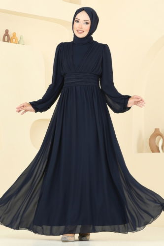 moda selvim Önü Drapeli Şifon Abiye 5694EDF311 Laci - Thumbnail
