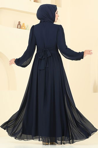 moda selvim Önü Drapeli Şifon Abiye 5694EDF311 Laci - Thumbnail