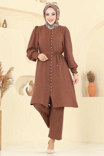 U.Z. - Önü Düğmeli Aerobin Takım 6081UZ662 Taba