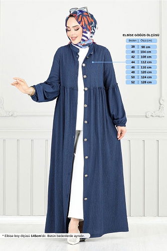 moda selvim Önü Düğmeli Bürümcük Elbise 406DVL897-M Laci - Thumbnail