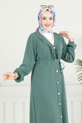 moda selvim Önü Fırfır Detay Tesettür Takım 023MR1078 Mint - Thumbnail