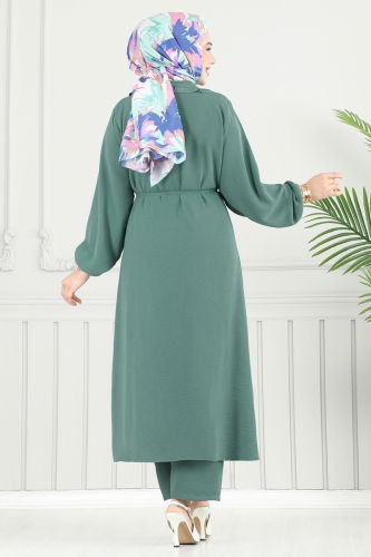 moda selvim Önü Fırfır Detay Tesettür Takım 023MR1078 Mint - Thumbnail