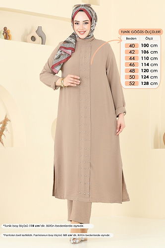 moda selvim Önü İncili Tesettür Takım 3101HBS856 Vizyon - Thumbnail