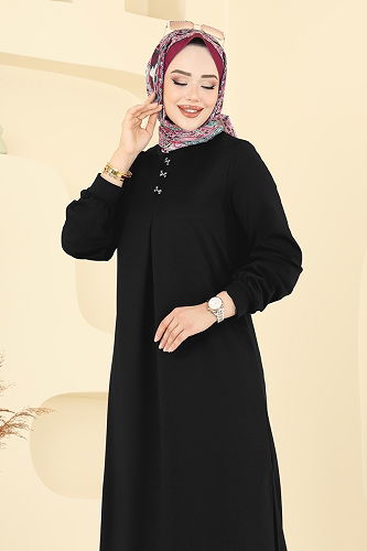 moda selvim Önü Pile Detaylı Takım 457DVL817 Siyah - Thumbnail