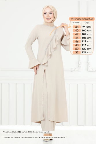 moda selvim Önü Taşlı Abiye Takım 7090ABK1075 Taş - Thumbnail