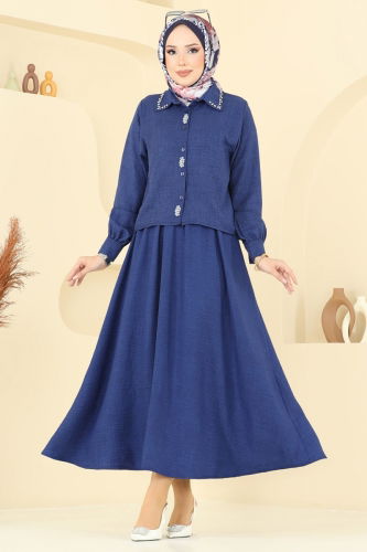 moda selvim Önü Taşlı Etekli Sofia Takım 3116HBS856 Laci - Thumbnail