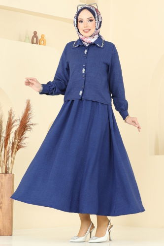 moda selvim Önü Taşlı Etekli Sofia Takım 3116HBS856 Laci - Thumbnail