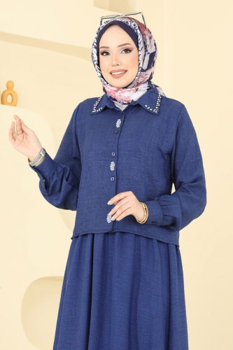 moda selvim Önü Taşlı Etekli Sofia Takım 3116HBS856 Laci - Thumbnail