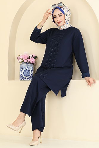 moda selvim Önü Taşlı Modal Takım 2782AYD574 Laci - Thumbnail